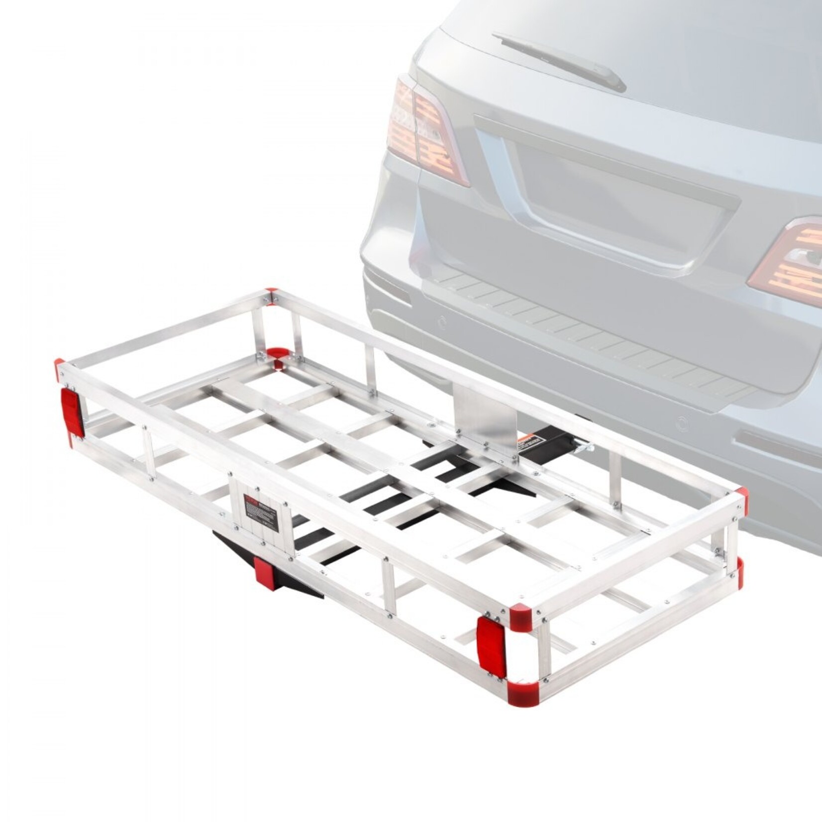 VEVOR VEVOR 49.4 x 22.4 x 7.1 in Hitch Cargo Carrier, 500lb Capacity Trailer Hitch Mount Aluminum Cargo Basket, Luggage Carrier Rack Fits 2" Hitch Receiver for SUV Truck Pickup Camping
