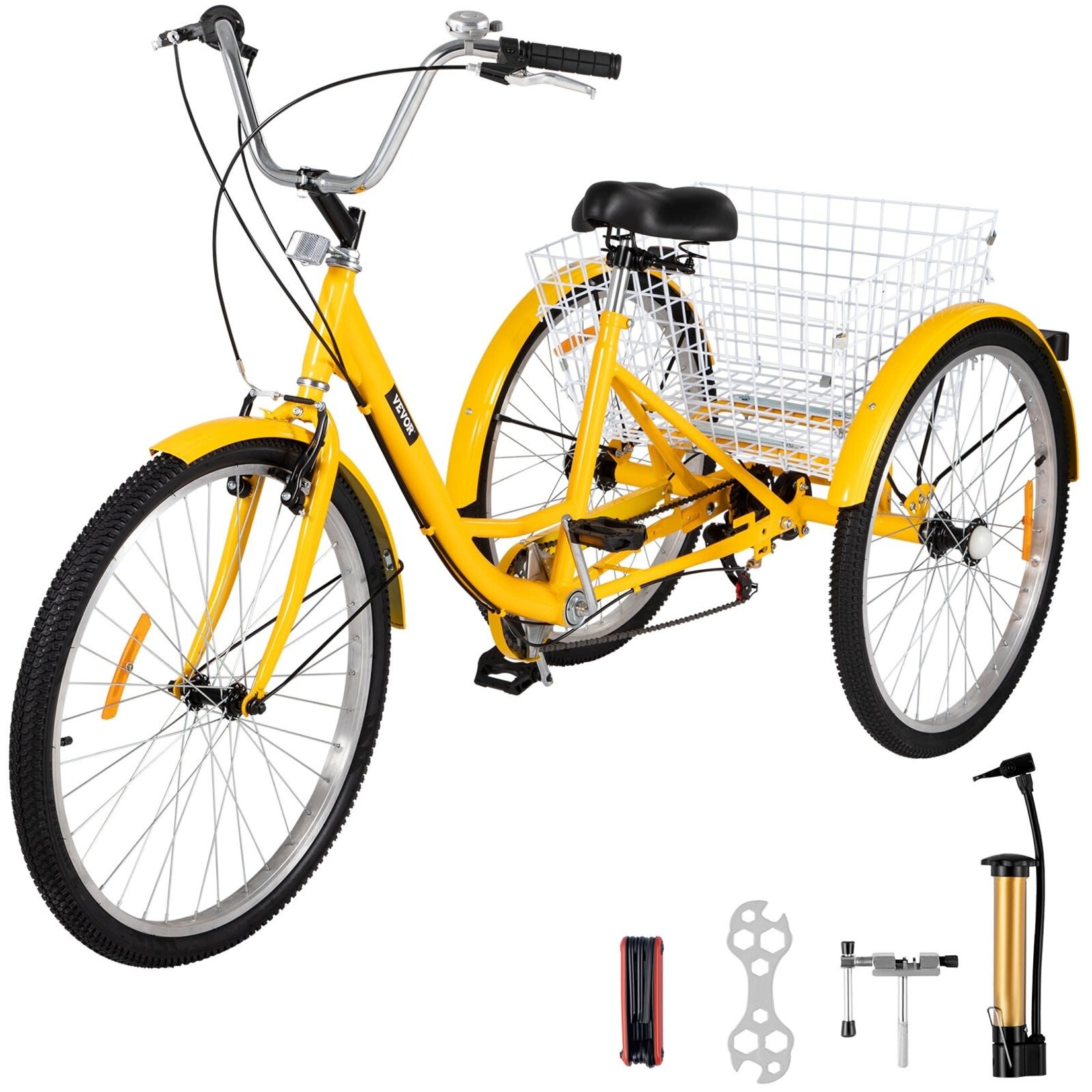 VEVOR VEVOR Adult Tricycle 26" 7-Speed 3-Wheel Trike Bicycle Bike Cruise w/ Basket Shooping