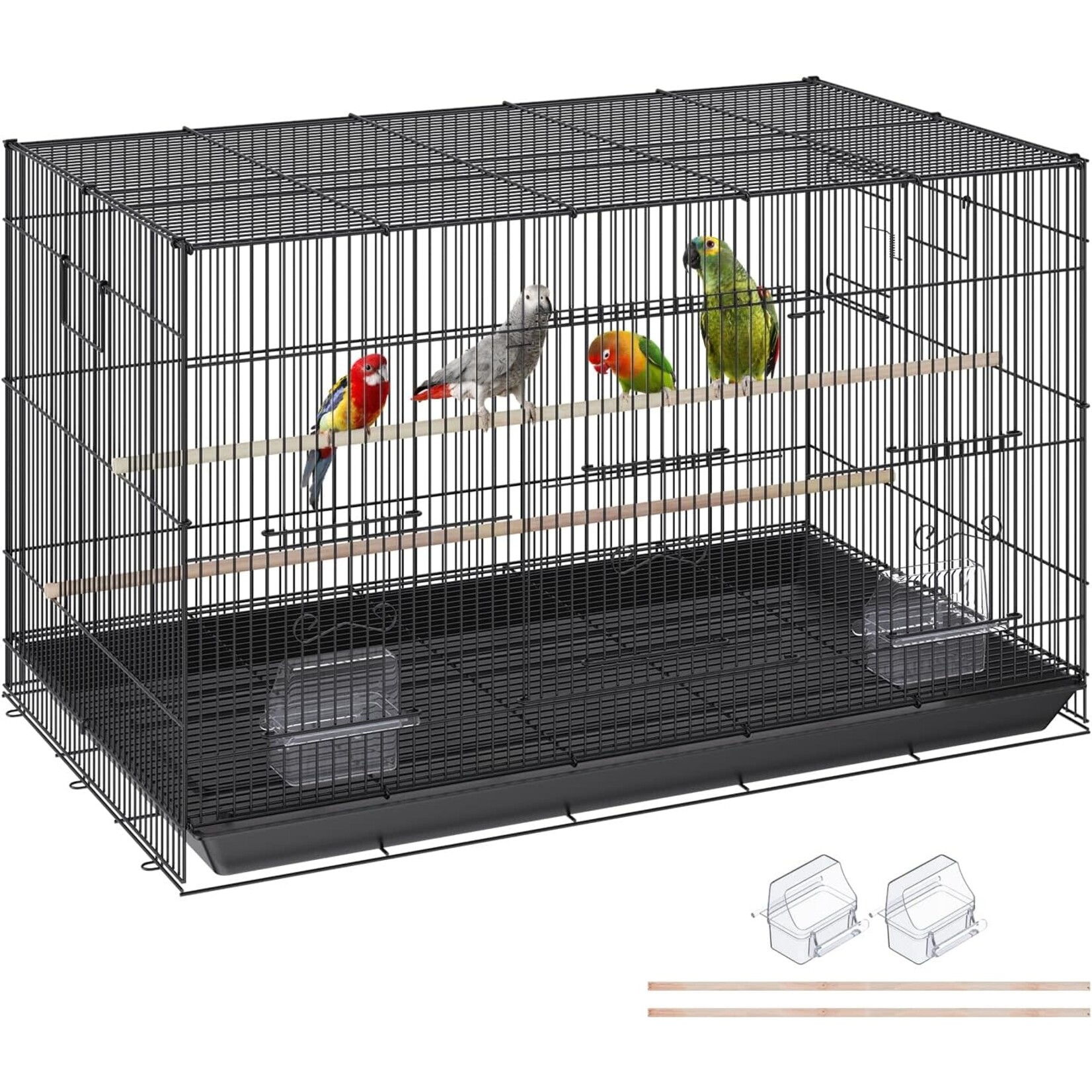 VEVOR 30 inch Bird Cage, Metal Large Parakeet Cages for Cockatiels Small Parrot Budgies Lovebirds Canaries, Pet Bird Cage with Rolling Stand and Tray