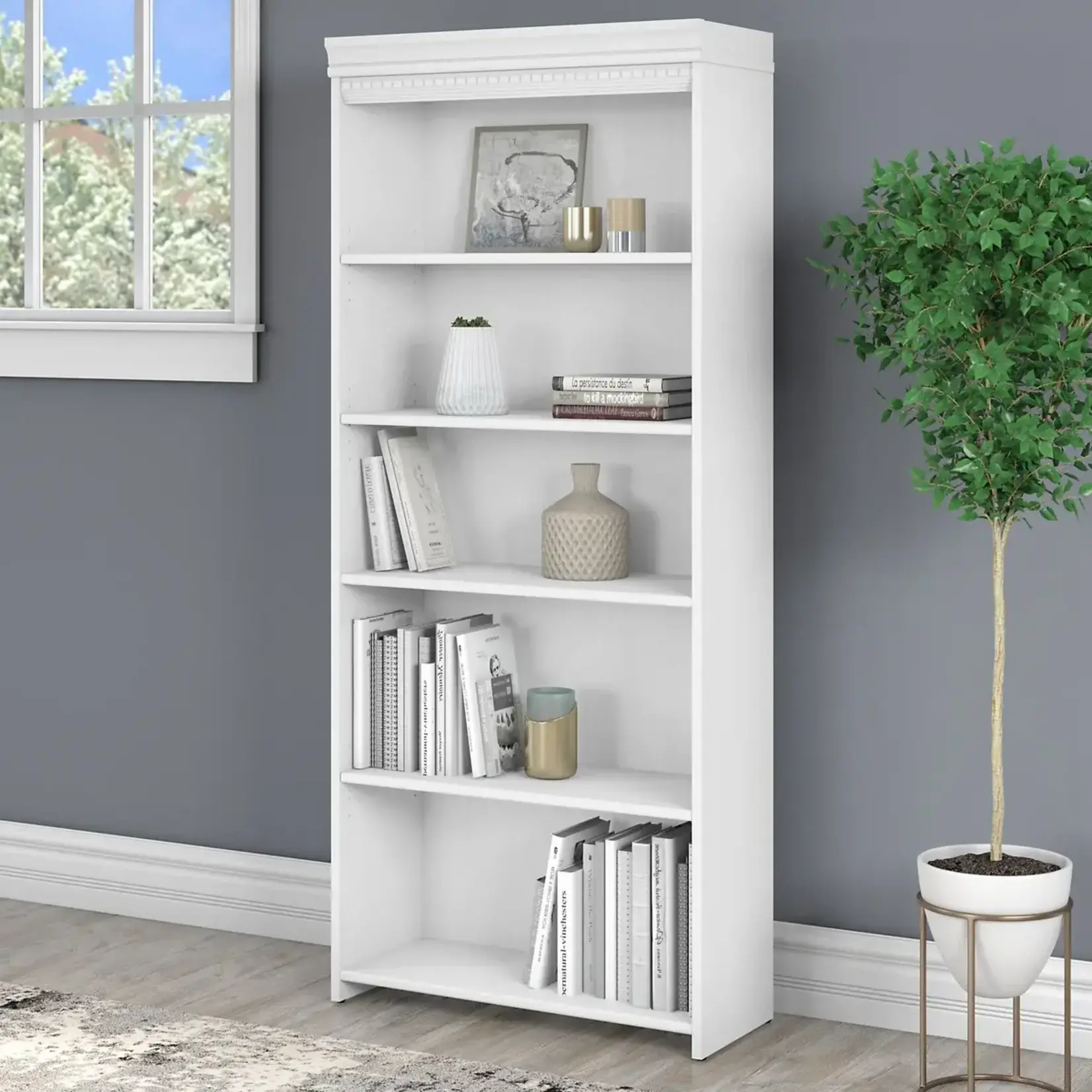 Bush Furniture Fairview Tall 5-Shelf Bookcase