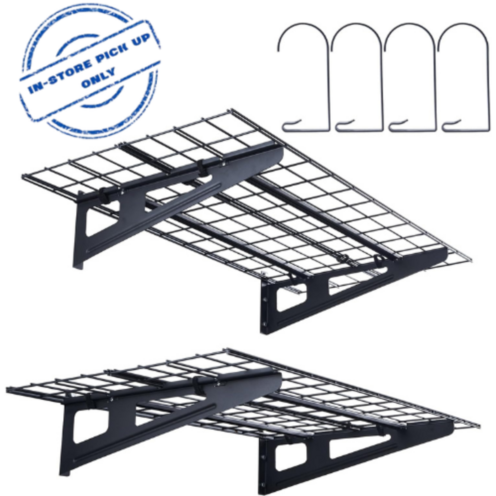 VEVOR Garage Storage Shelving, 2 Pack, 4 x 2 ft Heavy Duty Garage Shelves Wall Mounted, 500 lbs Load Capacity(Total) Garage Storage Rack Floating Shelves, Suitable for Shop, Shed, Garage Storage