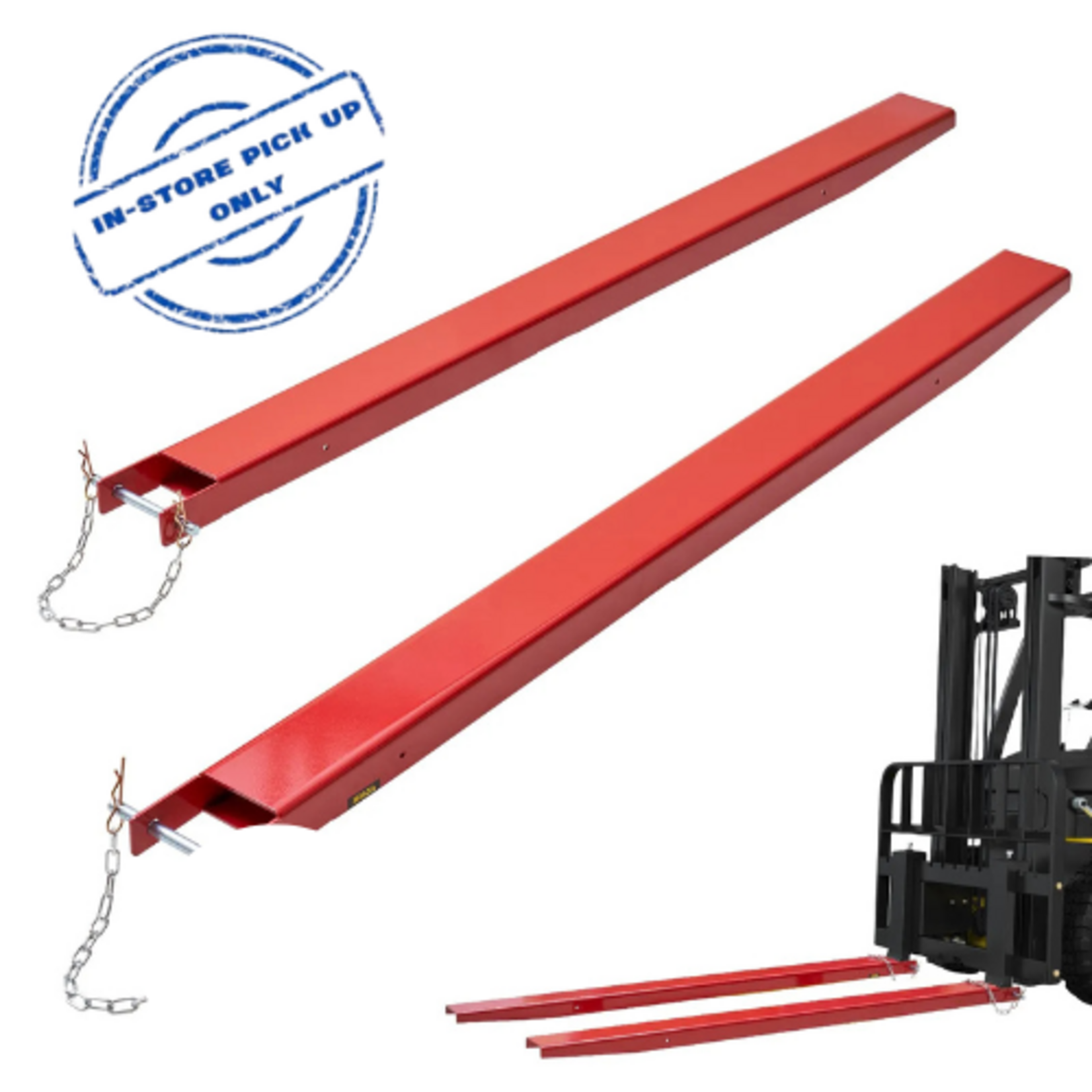 VEVOR Pallet Fork Extensions, 82" Length 4.5" Width, Heavy Duty Carbon Steel Fork Extensions for Forklifts, 1 Pair Forklift Extensions with Pins, Forklift Fork Attachments for Forklift Truck, Red