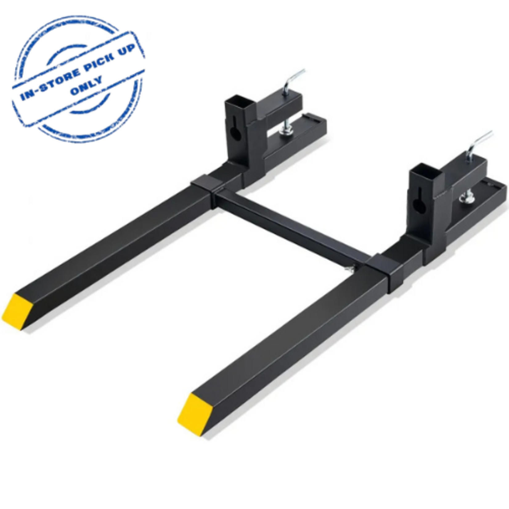 VEVOR Pallet Forks, 2000 lbs Clamp on Pallet Forks, 43" Total Length Tractor Bucket Forks with Adjustable Stabilizer bar, Heavy Duty Pallet Forks for Tractor Attachments, Skid Steer, Loader Bucket