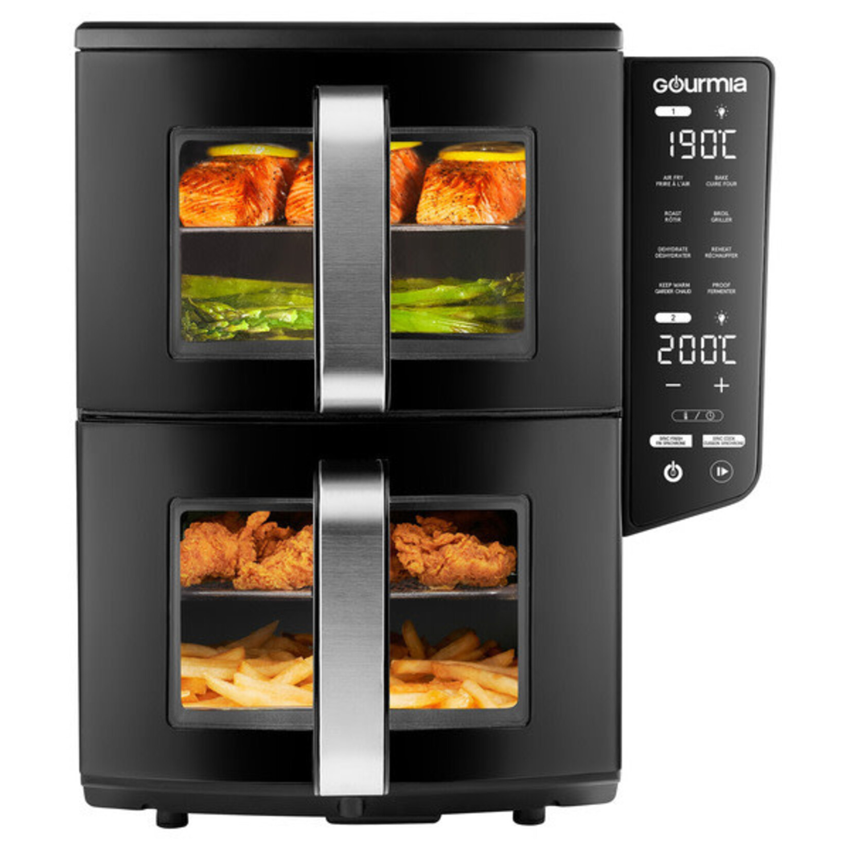 Gourmia 4 Dish Dual Basket Air Fryer with Sync Finish & Sync Cook, 10.4 L (11 qt.)