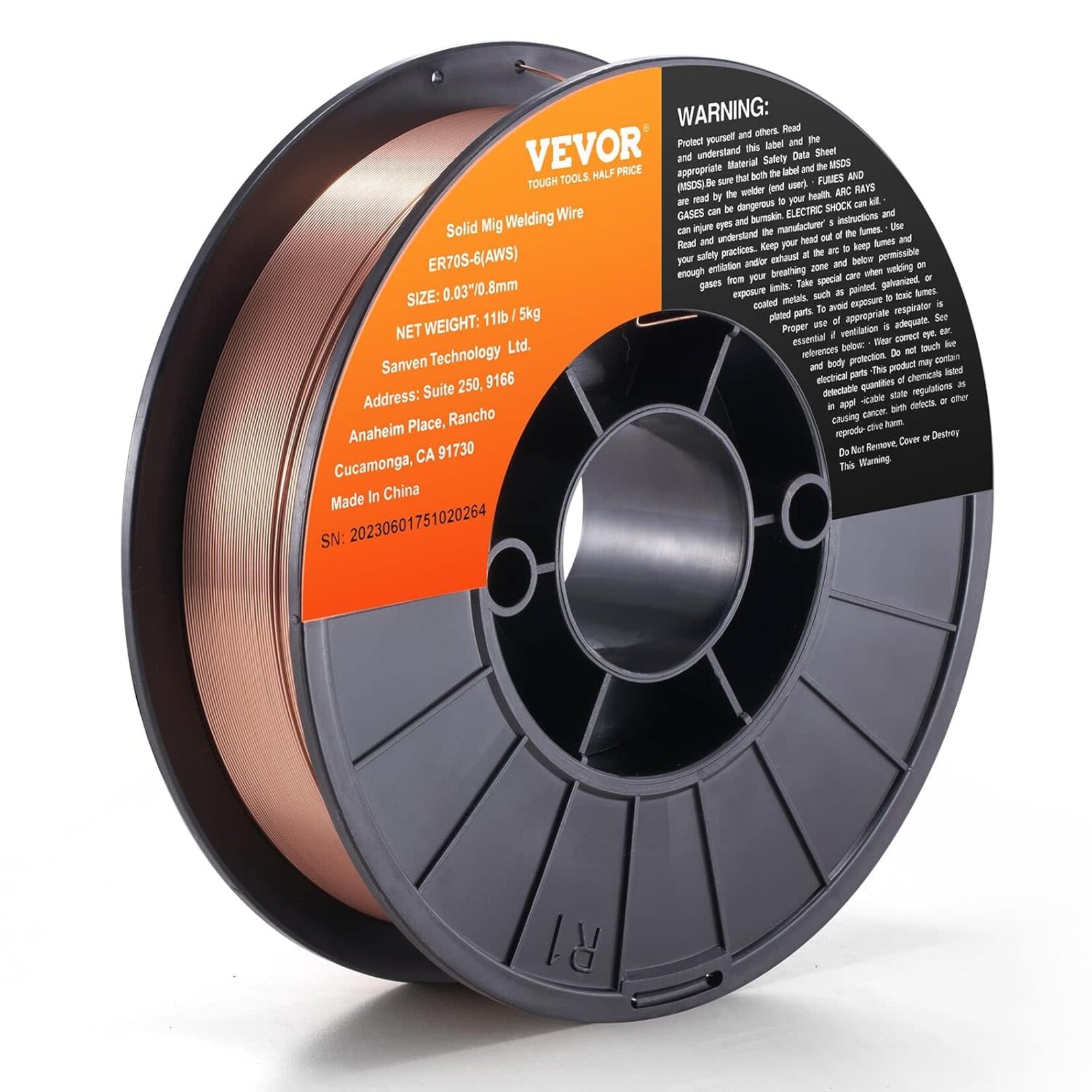 VEVOR Solid MIG Welding Wire, ER70S-6 0.030-inch 11LBS with Low Splatter and High Levels of Deoxidizers for All Position Gas Welding