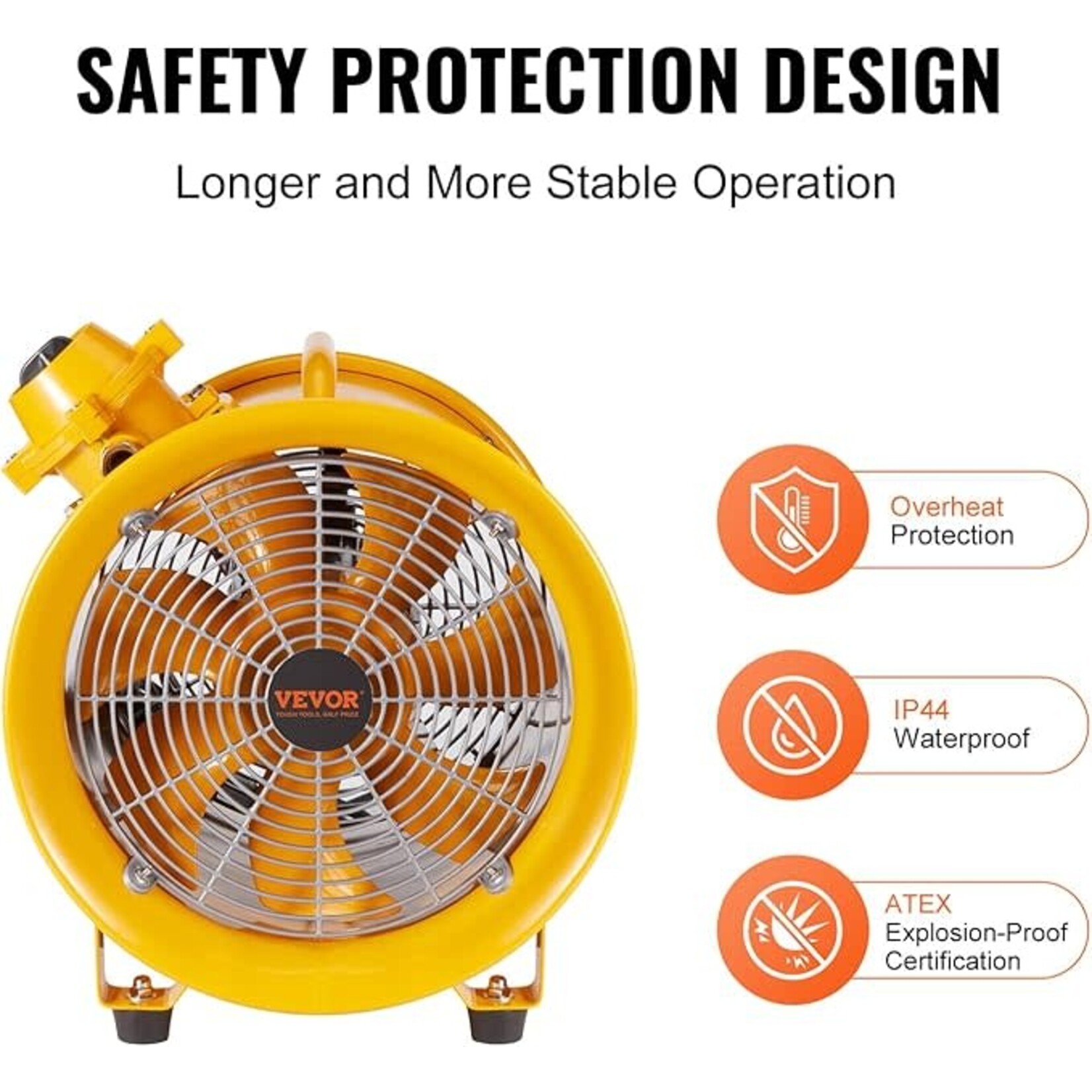 VEVOR Portable Ventilator, 10" Heavy Duty Cylinder Fan, 350W Strong Shop Exhaust Fan 1942CFM, 9.8ft Power Cord (No charging head), Industrial Utility Blower for Sucking Dust, Smoke Home/Workplace