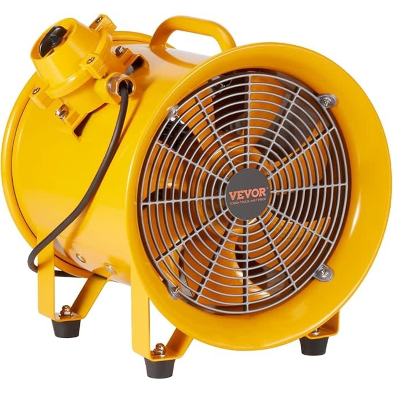 VEVOR Portable Ventilator, 10" Heavy Duty Cylinder Fan, 350W Strong Shop Exhaust Fan 1942CFM, 9.8ft Power Cord (No charging head), Industrial Utility Blower for Sucking Dust, Smoke Home/Workplace