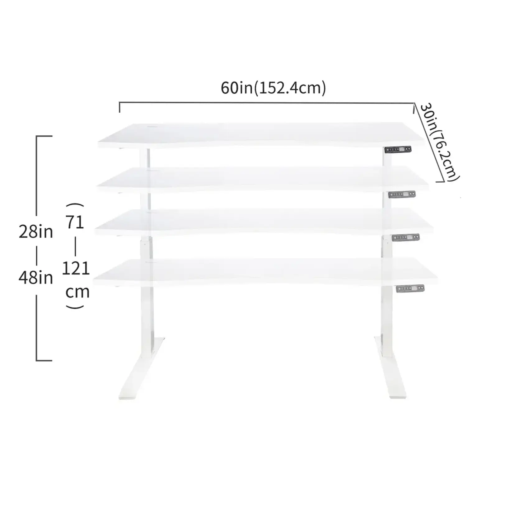 Motionwise Height Adjustable Standing Desk 152.4 cm x 76.2 cm