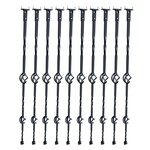 VEVOR Staircase Metal Balusters, 44'' x 1/2" Galvanized Steel Decorative Banister Spindles, 10 Pack Deck Baluster with Hollow Double Baskets, Spiral Stair Railing