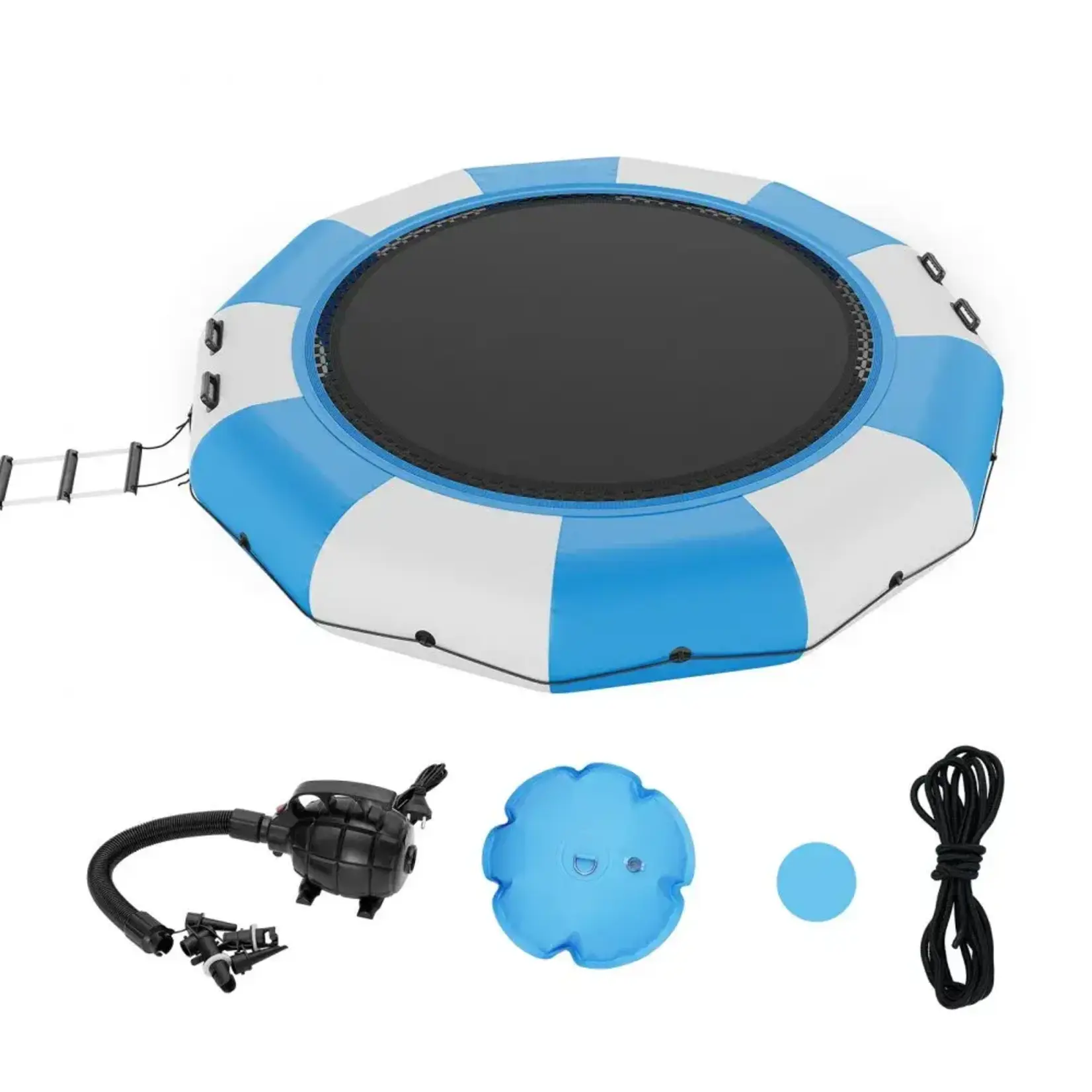VEVOR Inflatable Water Bouncer, 13ft Recreational Water Trampoline, Portable Bounce Swim Platform with 3-Step Ladder & Electric Air Pump, Kids Adults Floating Rebounder for Pool, Lake, Water Sports