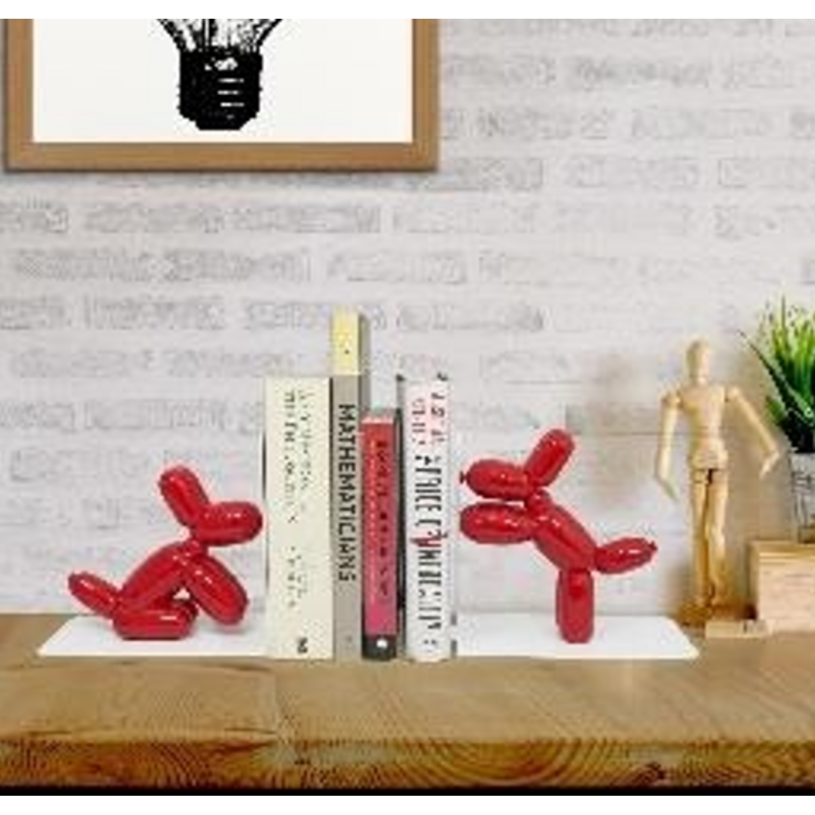 Balloon Doggy Bookends (pair) - red,gold, silver