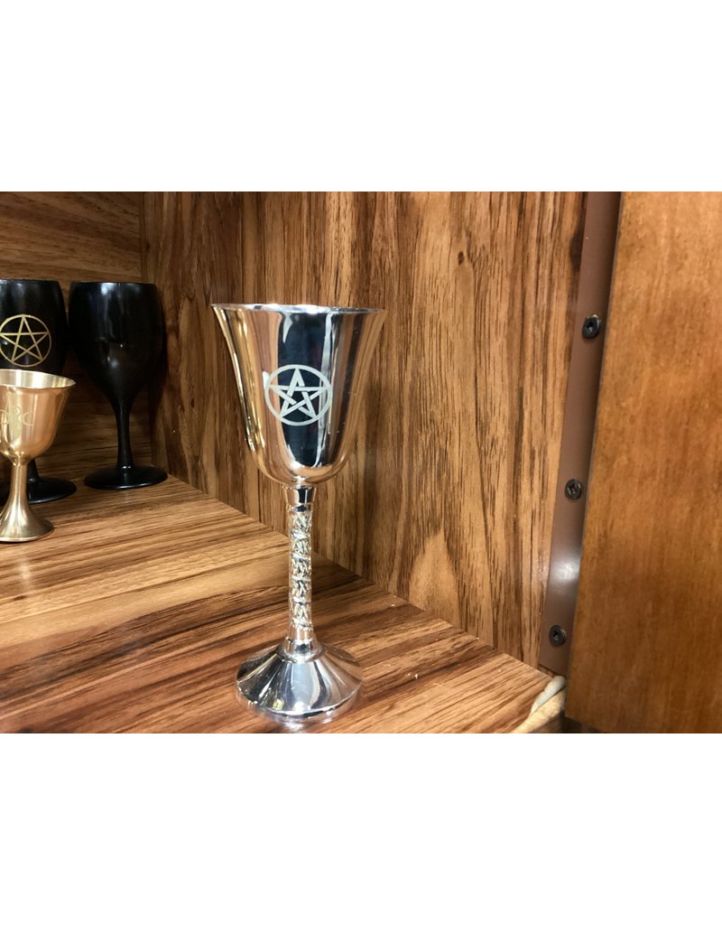 Med Pentagram Silver Chalice Goblet