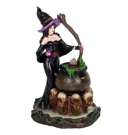 Witch with Cauldon Backflow Incense Burner