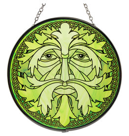 Glass Suncatcher Celtic Green Man 6 inch