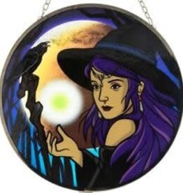 Glass Suncatcher Witch 6 inch