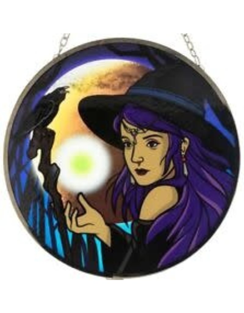 Glass Suncatcher Witch 6 inch