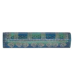 Teal Hand Paint Incense Wooden Coffin Box