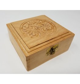 Tree of Life Wooden Carved Box 5x5