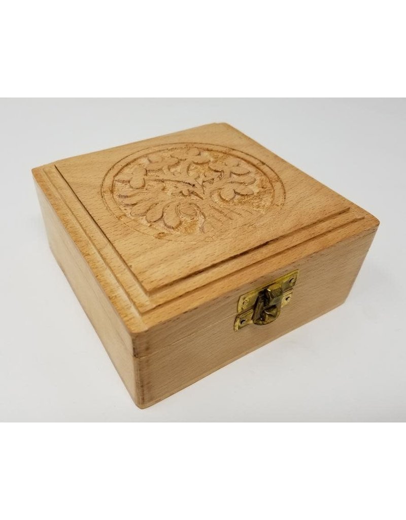 Tree of Life Wooden Carved Box 5x5