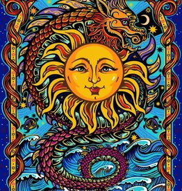 3D Dragon Sun Tapestry