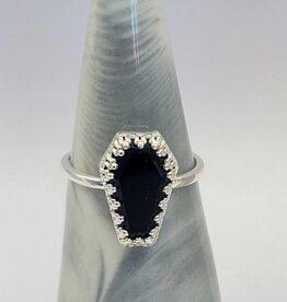 Fancy Coffin Ring - Black Onyx