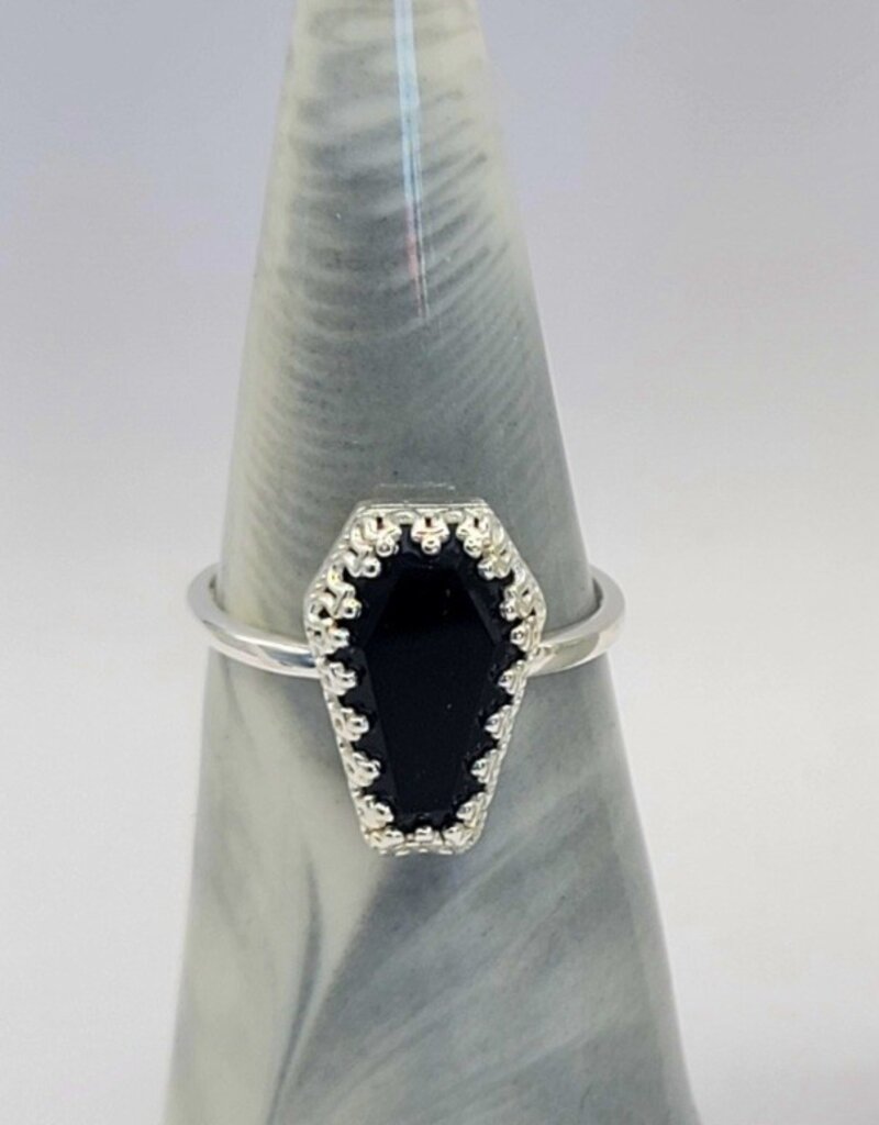 Fancy Coffin Ring - Black Onyx