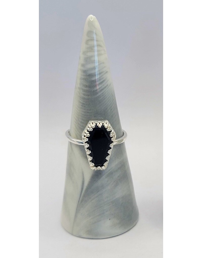 Fancy Coffin Ring - Black Onyx