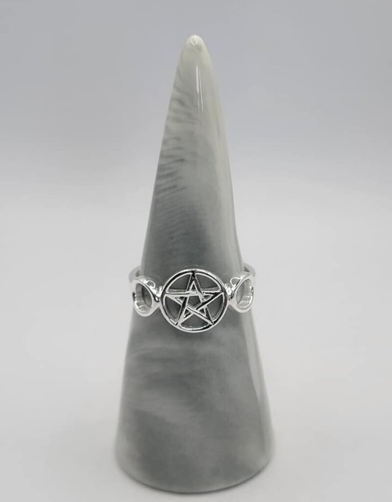 Modern Sterling Silver Pentacle Ring