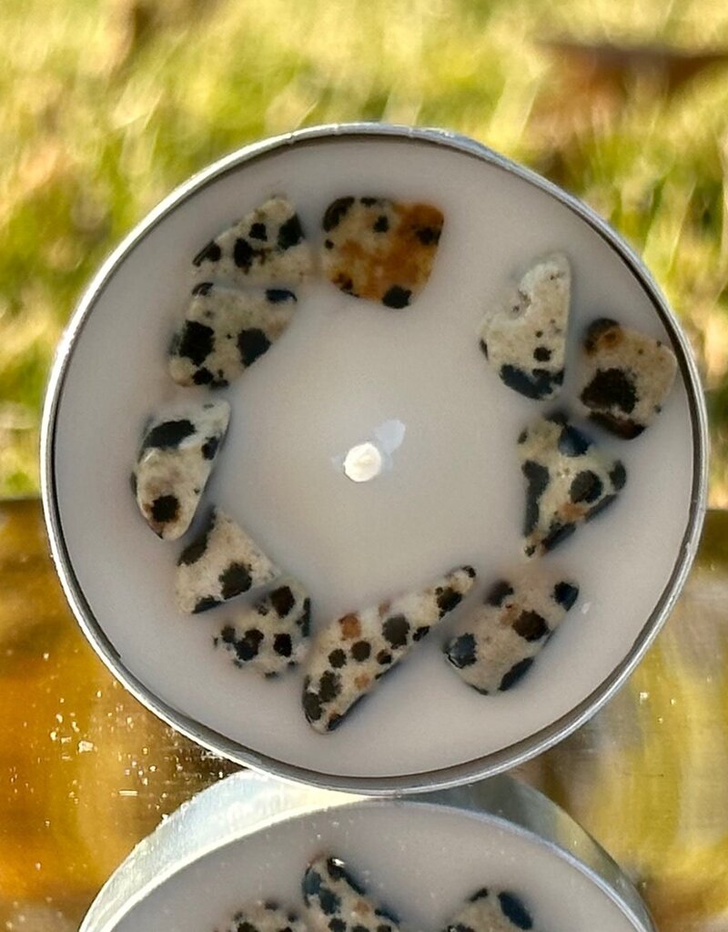 Crystal Infused Tea Light - Dalmation Jasper / Vanilla
