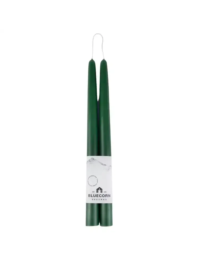 Pair of 12" Hand-Dipped Beeswax Taper Candles - Moss