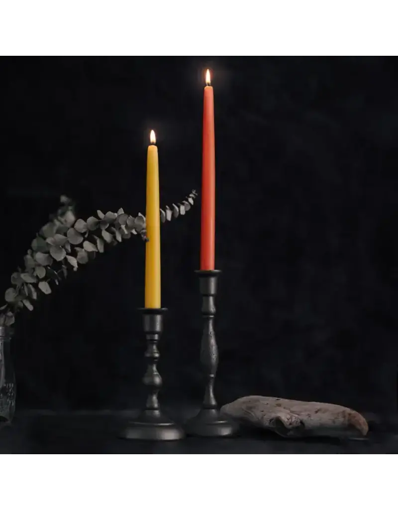 Pair of 12" Hand-Dipped Beeswax Taper Candles - Moss