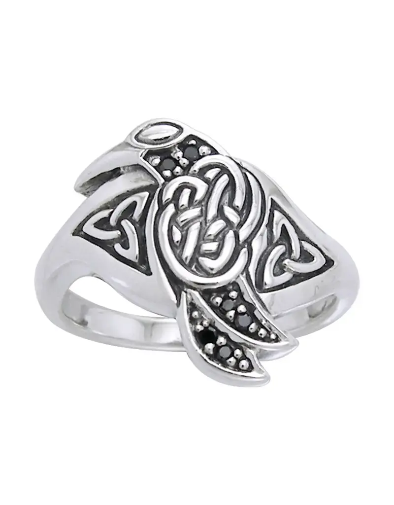 Celtic Raven Sterling Silver Ring Size 12