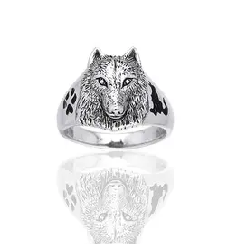Ring Size 15 - Sterling Silver Wolf Head