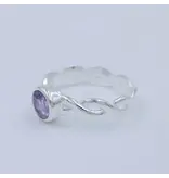 Round Amethyst 925 Sterling Silver Ring Sz 7