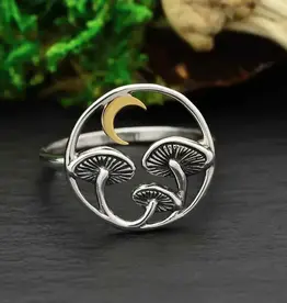 Sterling Silver Mushroom Ring with Bronze Moon Sz 12
