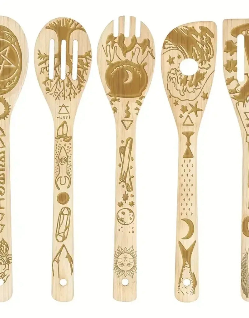 Assorted Kitchen Witch Wooden Spoons