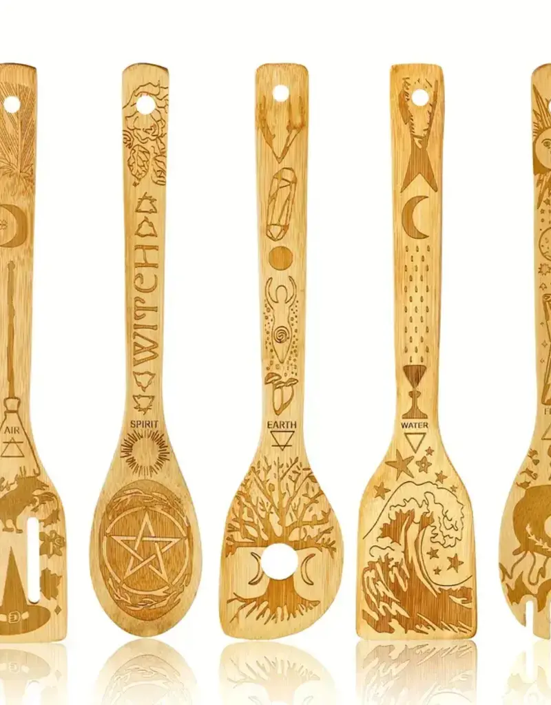 Assorted Kitchen Witch Wooden Spoons