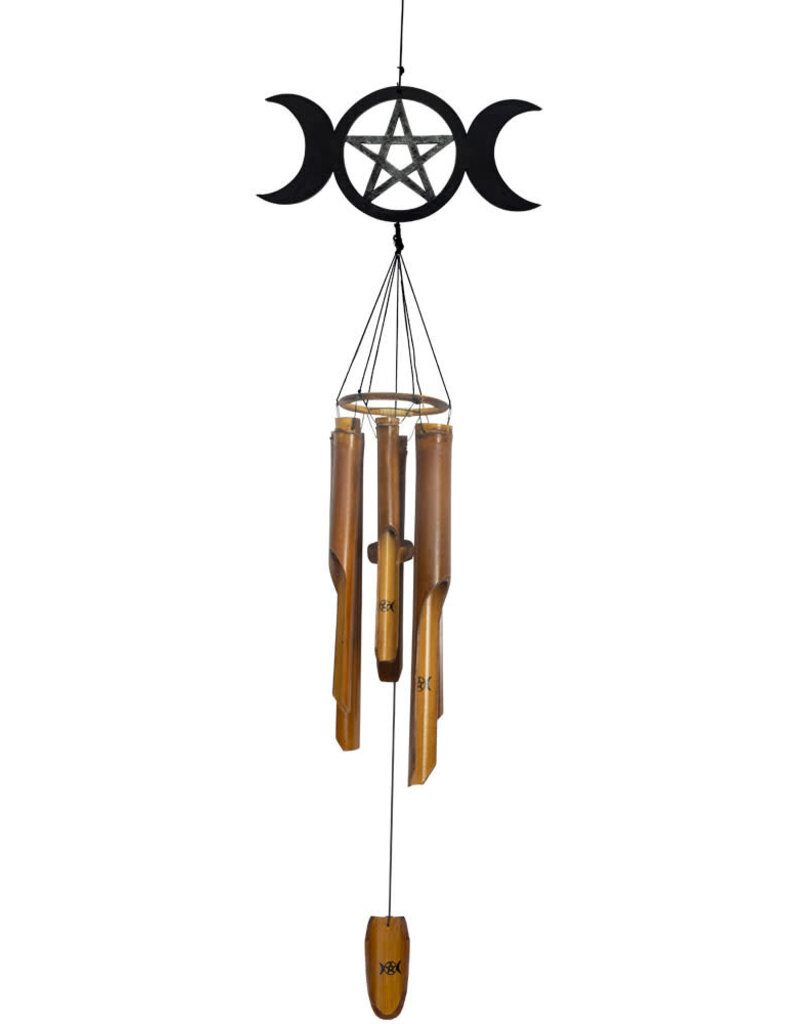 Bamboo Windchime - Triple Moon w/ Pentacle