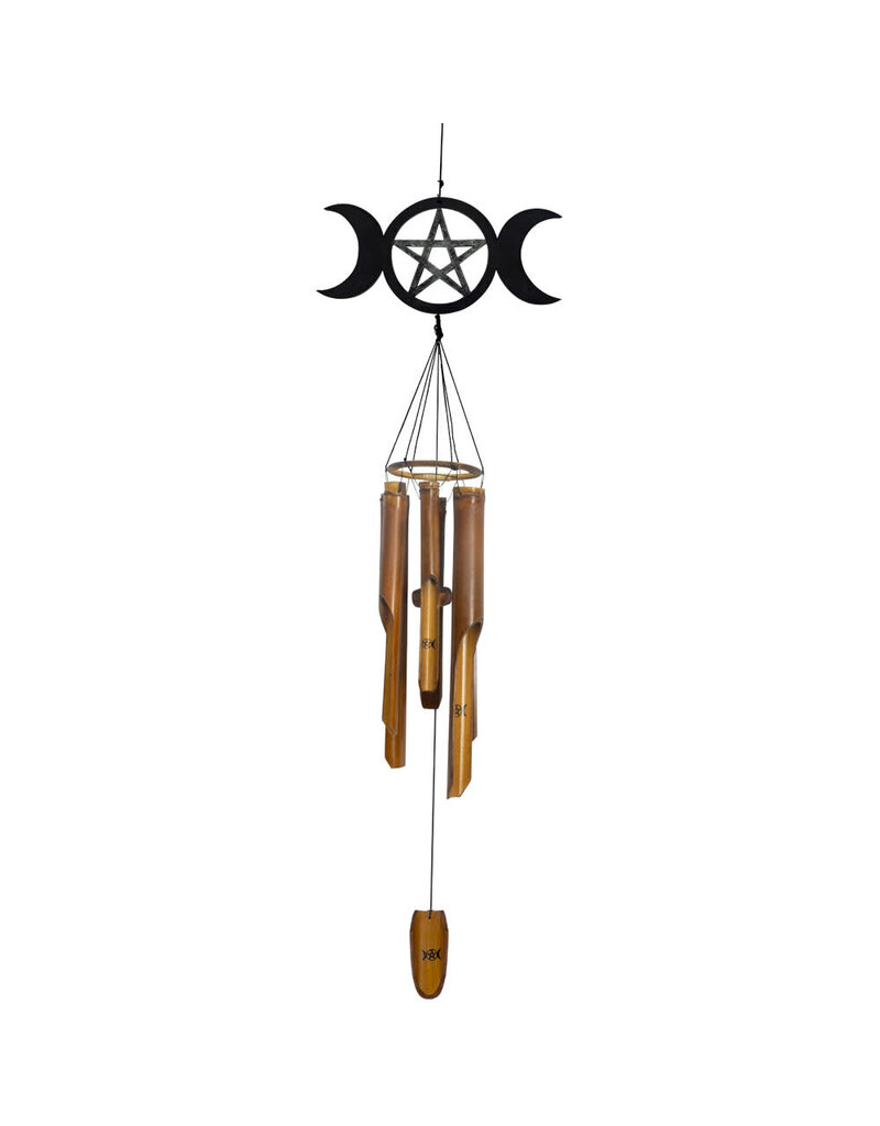 Bamboo Windchime - Triple Moon w/ Pentacle