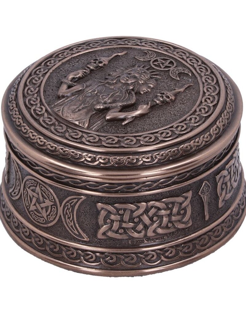 Veronese Design Triple Moon Goddess Box - 9.5 cm Bronze