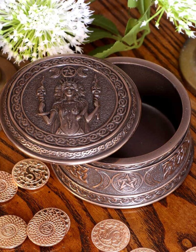 Veronese Design Triple Moon Goddess Box - 9.5 cm Bronze