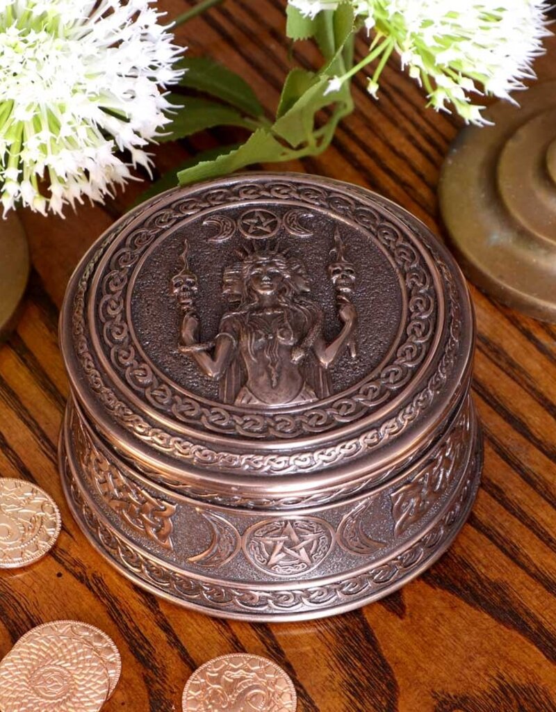 Veronese Design Triple Moon Goddess Box - 9.5 cm Bronze