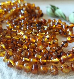 Genuine Baltic Fancy Honey Amber Teething Necklace with COA