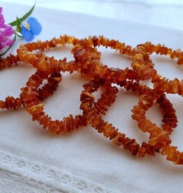 Genuine Baltic Honey Amber Adult Stretch Bracelet with COA