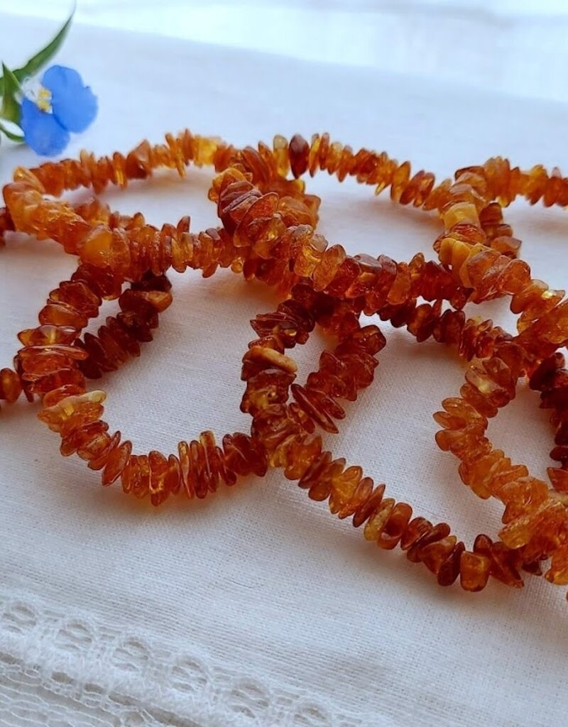 Genuine Baltic Honey Amber Adult Stretch Bracelet with COA