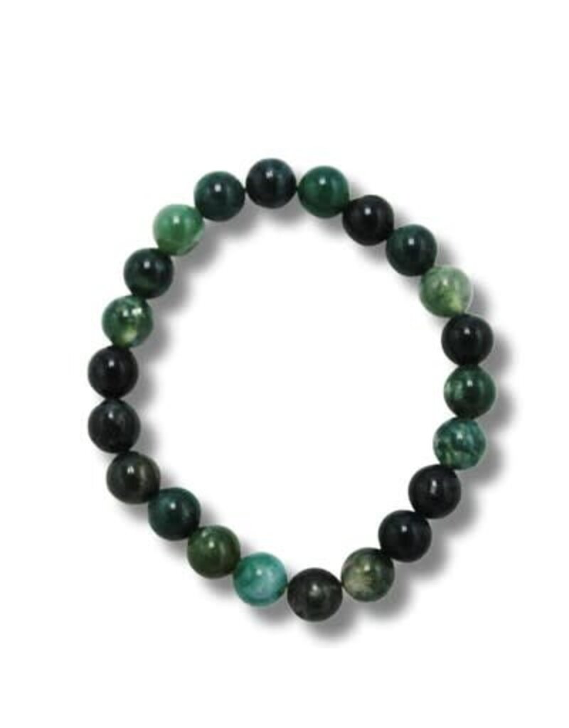 Bead Bracelet 8mm - Moss Agate