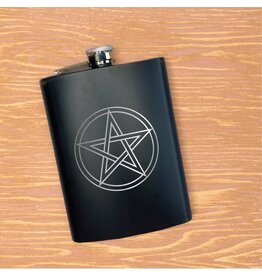 8 oz Black Stainless Steel Pentagram Flask