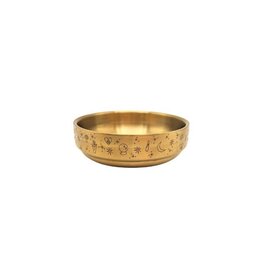 Brass Altar Bowl Celestial Moon Symbols