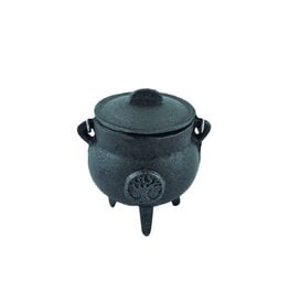 Tree of Life Mini Cast Iron Cauldron 3" with Lid