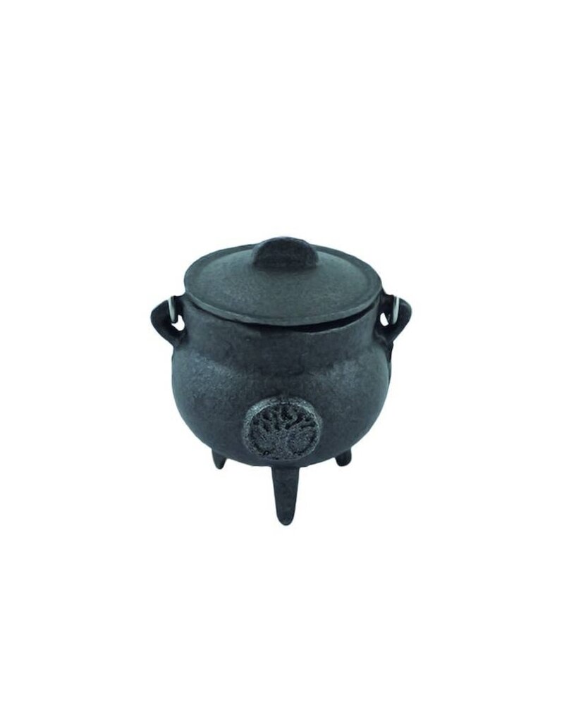 Tree of Life Mini Cast Iron Cauldron 3" with Lid